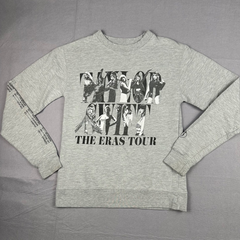 Taylor Swift The Eras Tour Concert Graphic Sweatshirt Heather Gray XS Tour Dates